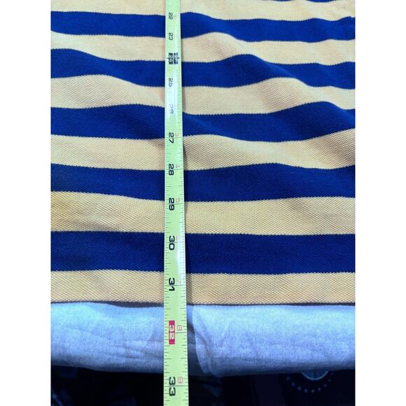Polo Ralph Lauren Shirt Mens 2XL Blue Yellow Striped Polo Golf Performance Slit - Picture 5 of 6